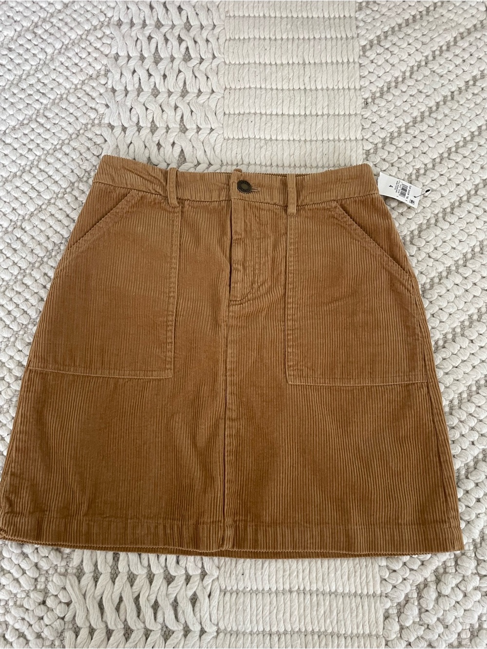 Corduroy A-Line Skirt in Camel